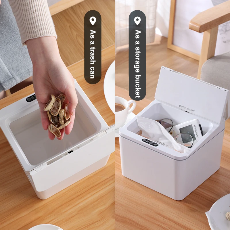

Smart Induction Desktop Trash Can Car Dustbin Bucket Garbage Bathroom for Kitchen Electric Trash Bin Paper Basket Storage Box