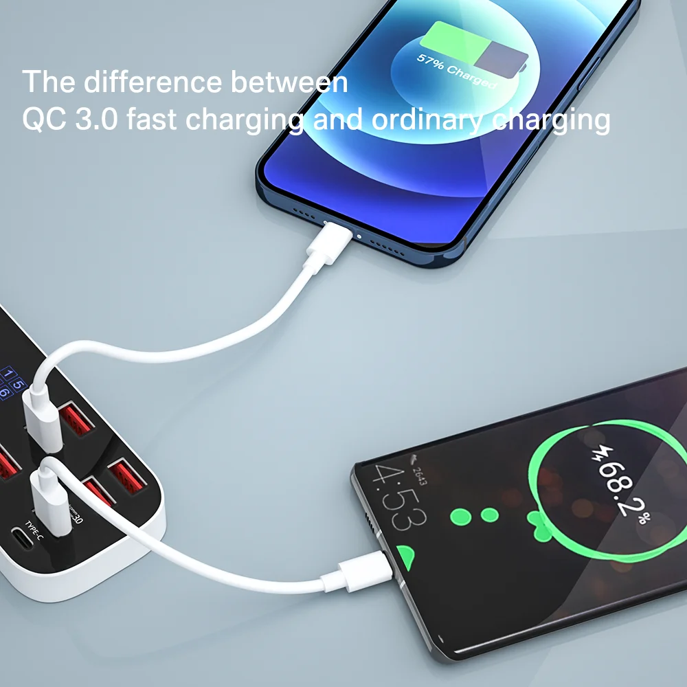 8 портов USB зарядное устройство концентратор Quick Charge 3 0 светодиодный дисплей