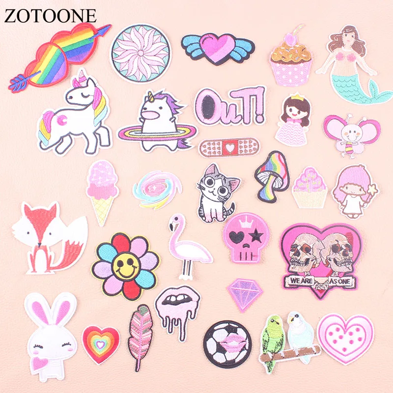 ZOTOONE Единорог животных Parches вышивка утюгом на нашивках для одежды DIY еда полосатая