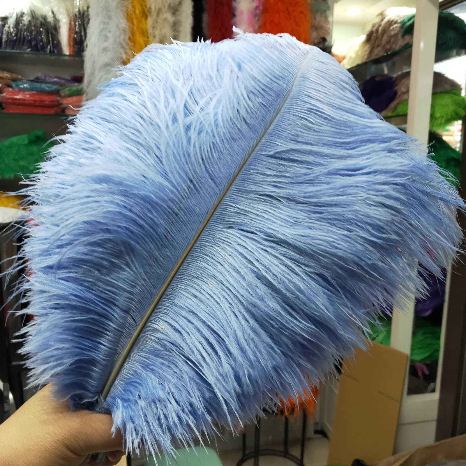 

100pcs/lot Beautiful Light Blue Ostrich Feather 35-40cm/14-16inch Home Accessories Craft Dancers Feathers for Crafts Plumes