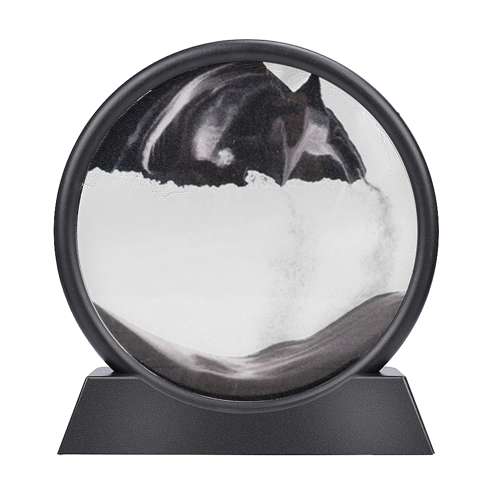 

7/12inch Moving Sand Art Picture Round Glass 3D Deep Sea Sandscape In Motion Display Flowing Sand Frame Kids Gifts
