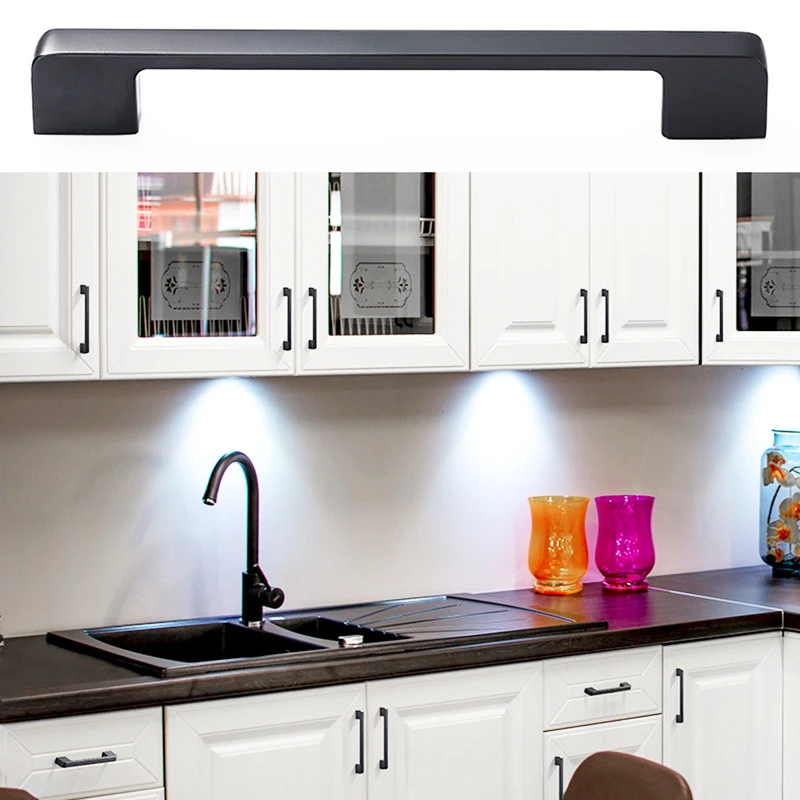 Черная Современная никелевая кухонная ручка 1 шт. для вытягивания кухонной двери