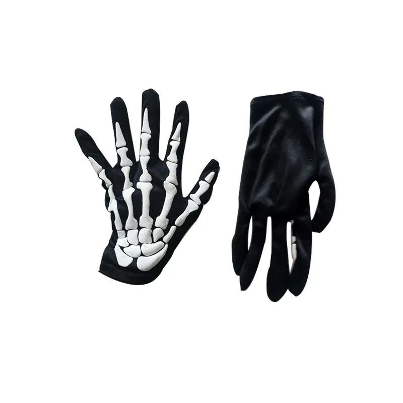 Белые перчатки-скелетоны Унисекс На Хэллоуин аксессуары для косплея перчатки до
