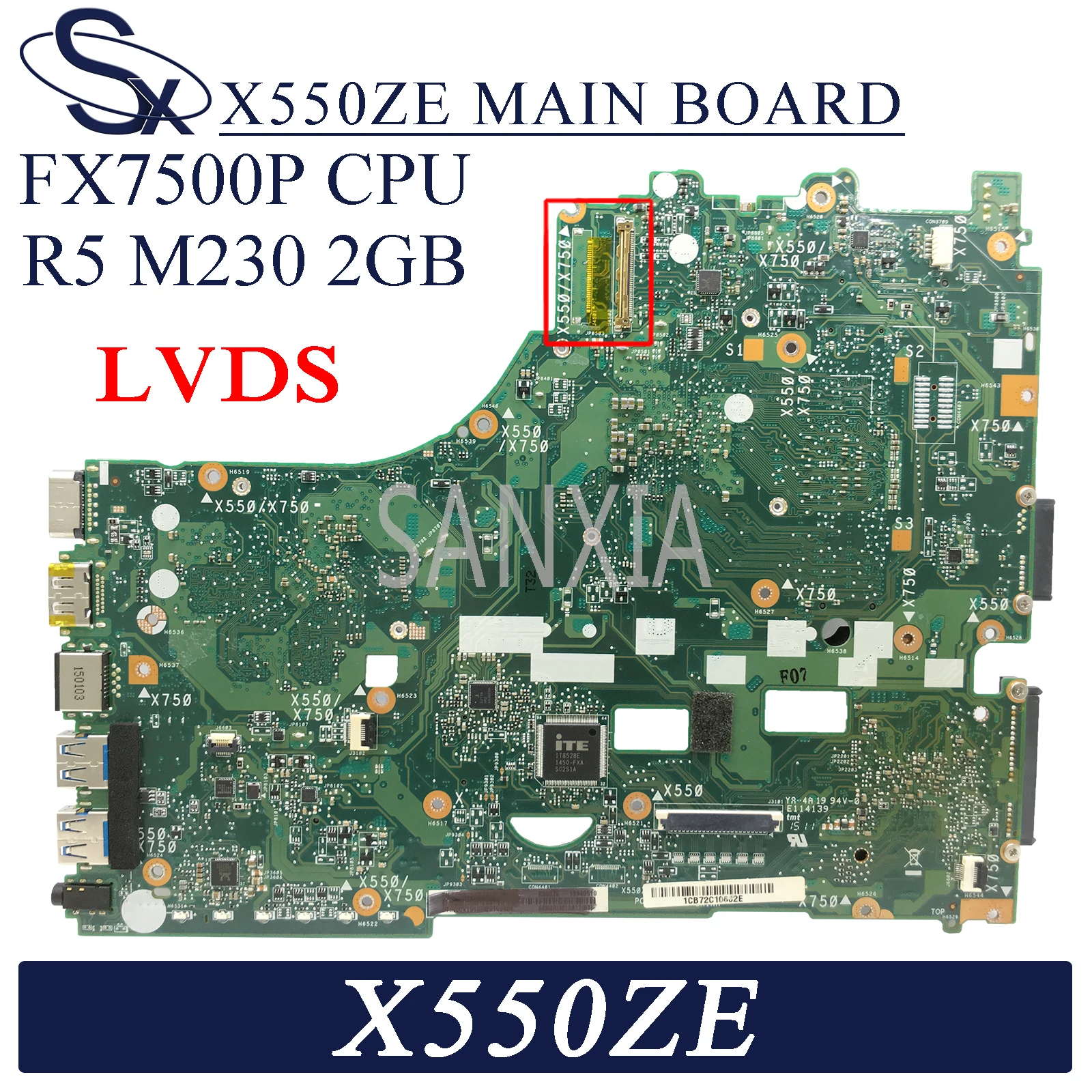 KEFU X550ZE Laptop motherboard for ASUS X550ZE X550Z K550Z VM590Z original mainboard FX7500P R5-M230 2GB