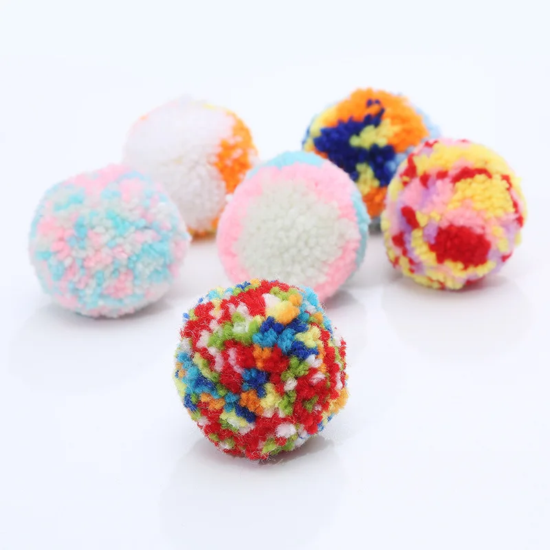 

Fluffy Soft Pompom Plush Pom Poms Ball 5cm Pompones Interactive Plush Pet Cats Throwing Toy Cat Supplies For Fun Dropshipping