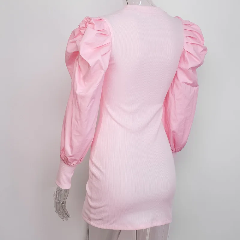 Женское мини платье Jurken винтажный буф рукав туника для женщин Vestidos Roupas Feminina облегающие платья женское элегантное платье