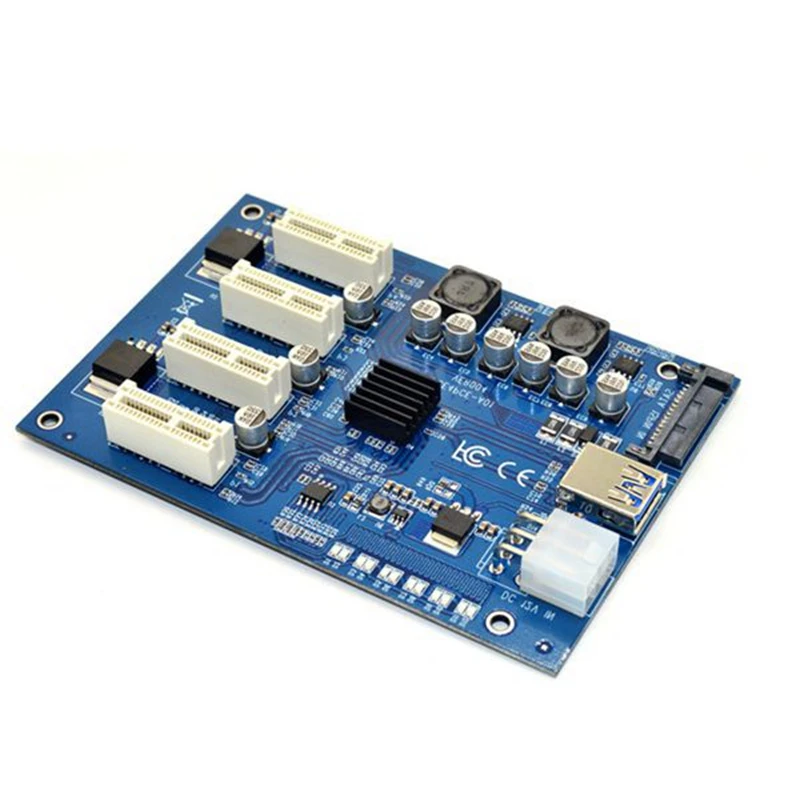 

1 Set PCI-E X1 to 4 PCI-E X16 Expansion Kit 1 to 4 Port PCI Express Switch Multiplier HUB 6Pin Sata USB Riser Card