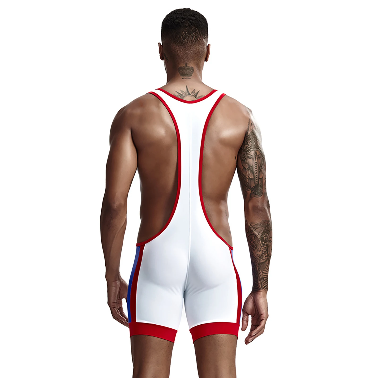 Mens Singlet Jumpsuit Undershirt Sports Wrestling Body Shaper Leotard Bodysuits Deep V Neck Sleeveless Underwear Plus Size