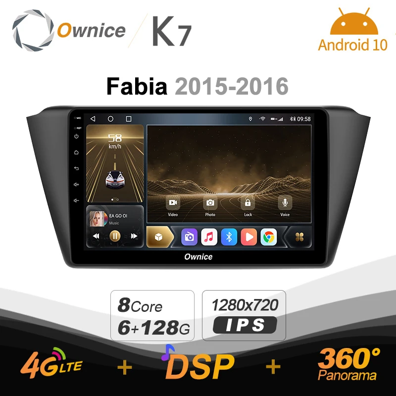 

Автомагнитола Ownice K7, Android 10,0, 6 ГБ + 128 ГБ, мультимедийная система для Skoda Fabia 2015-2016, радиосистема 360, панорамная 4G LTE