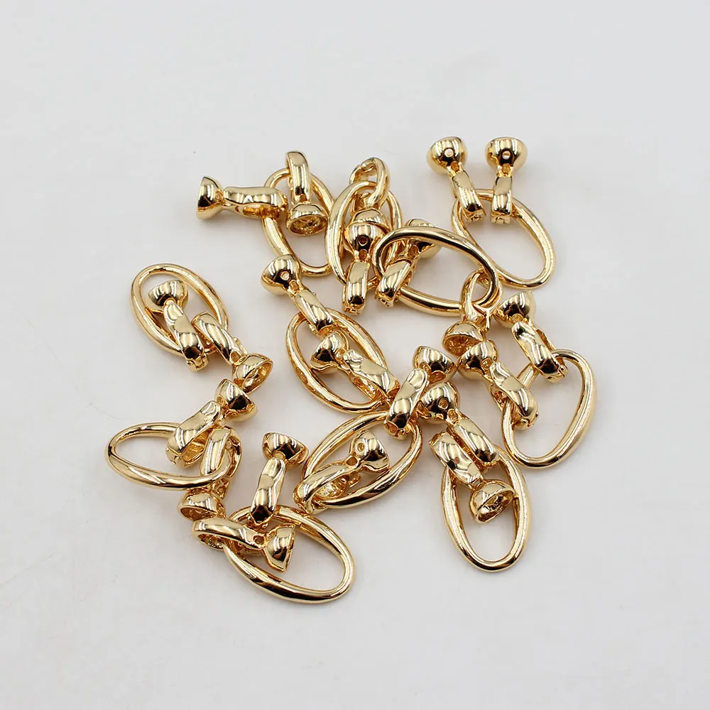 10 Pcs Circle Oval Copper Yellow Gold Plated Clasps For Pearl Bracelets Necklaces Making DIY Craft Accessories