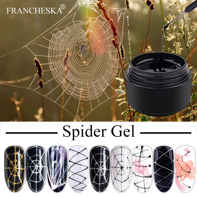 

8ml Wire Drawing Gel Nails Polish Spider Web Varnish Painting Liner DIY Design Black White Lacquer Silk UV Glue Manicure TSLM1