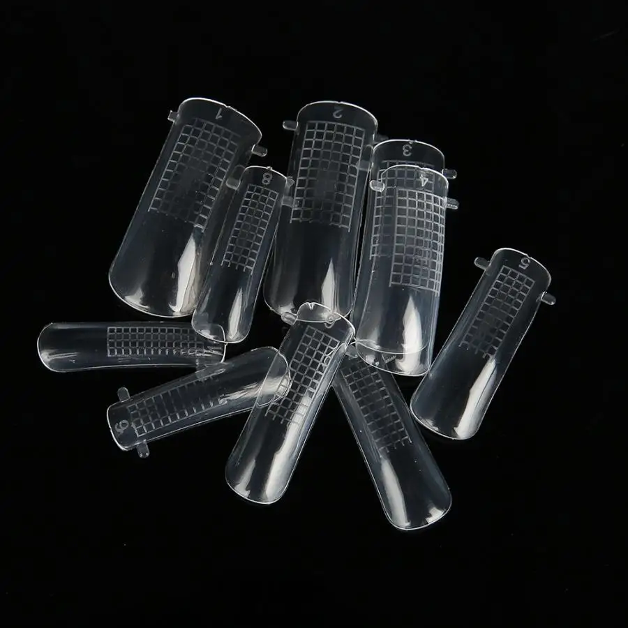 100 Pcs Quick Building Mold Tips Nail Dual Forms Finger Extension Nail Art Poly Gel Tool DIY Nail Art Manicure Tools False Nail
