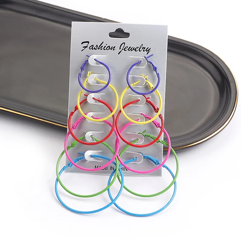 Серьги для женщин набор сережек большие круглые серьги 6 Пары/компл. Ретро панк