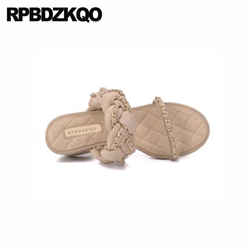 Большой размер слайды домашние тапочки квадрат высокий каблук оранжевый Runway