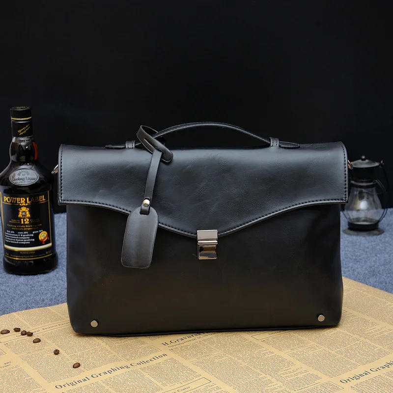 

1PCS Individual Box Type Men's Handbag Crosssection Briefcase Business Single Shoulder Tidal Slant Bag