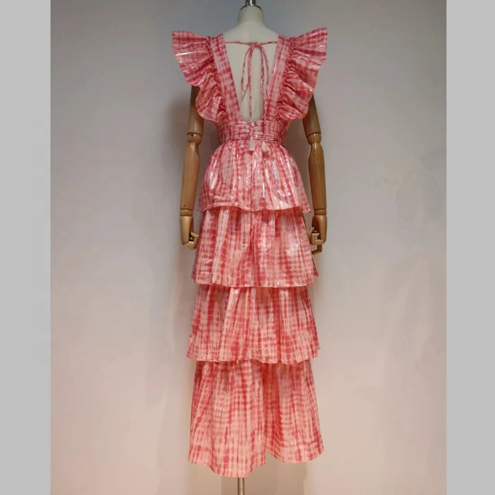 

Fashion summer new style women's ruffled V-neck halter dress latest design women's clothing