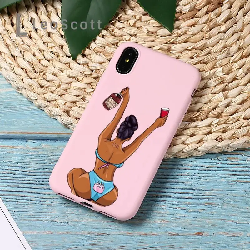 

Black head Girl make money sexy Phone Case Candy Color for iPhone 11 12 mini pro XS MAX 8 7 6 6S Plus X 5S SE 2020 XR