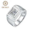 Мужское кольцо из серебра с муассанитом, 1,0 карат, 6,5 мм