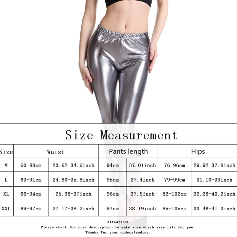 

Fashion Europe And America Shiny Metal Tight-Fit Stretch Bright Skinny Leggings Women's Slim Pants Elasticity Casual Trousers