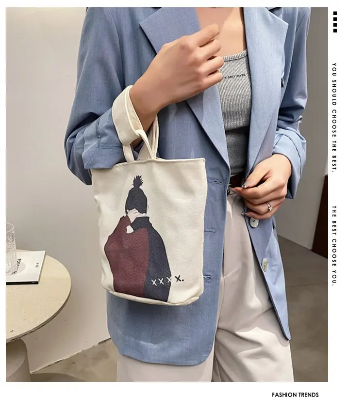 

20.5 Cm Cartoon Oil Painting Canvas Bag , Print Large-capacity Shopper , Summer Shoulder Bag , Handbag