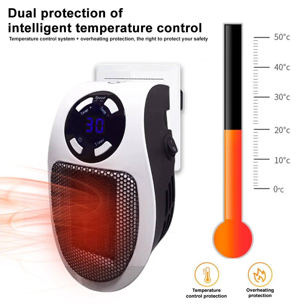 

500W Portable Electric Heater Household Room Warmer Radiator Wall Heater Room Heating Stove Warmer Machine Wall Electric Heater