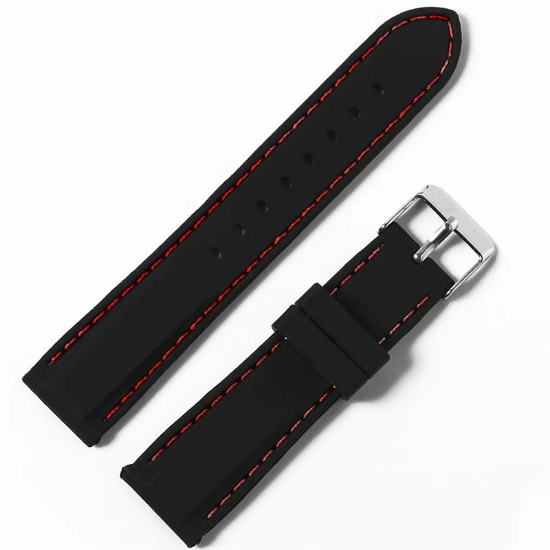 black red 1 18 мм 20 мм 22 мм силиконовый ремешок резиновый ремешок для часов Seiko 5 SRP SKX007 ProPex PADI Casio Edifice часы браслет спортивный человек - Цвет ремешка: black red 1