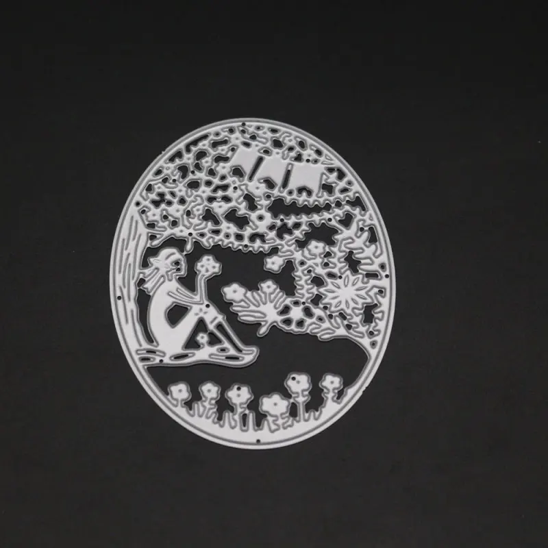 Металлический трафарет с овальной рамкой для девичьих цветов листьев украшение