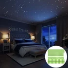 Светящиеся флуоресцентные наклейки в виде звезд, 407 шт., съемные наклейки для украшения дома, детской комнаты