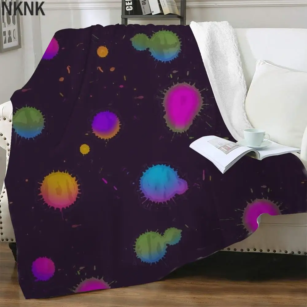 

Цветные одеяла NKNK с 3D рисунком, тонкое одеяло в стиле Харадзюку, покрывало для кровати, одеяло из шерпы, модное винтажное прямоугольное одея...