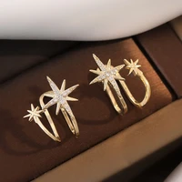 925 silver personality eight pointed star no pierced ear bone clip retro fashion temperament earring for women exquisite jewelry