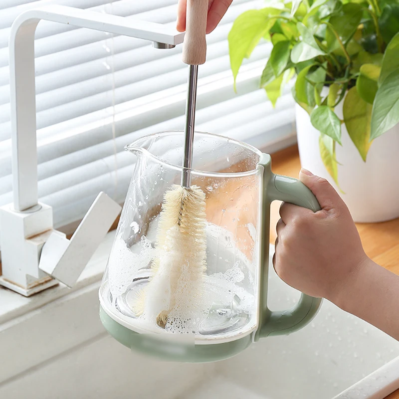 Деревянная ручка колпачок для бутылки щетки Стекло бутылка Чистящая Щетка Кухня