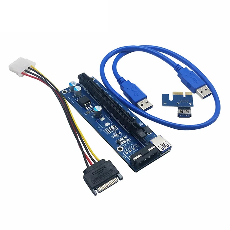 PCI-E удлинитель PCI Express Riser Card ver 006 1x до 16x USB3.0 SATA 4Pin IDE Molex разъем питания для