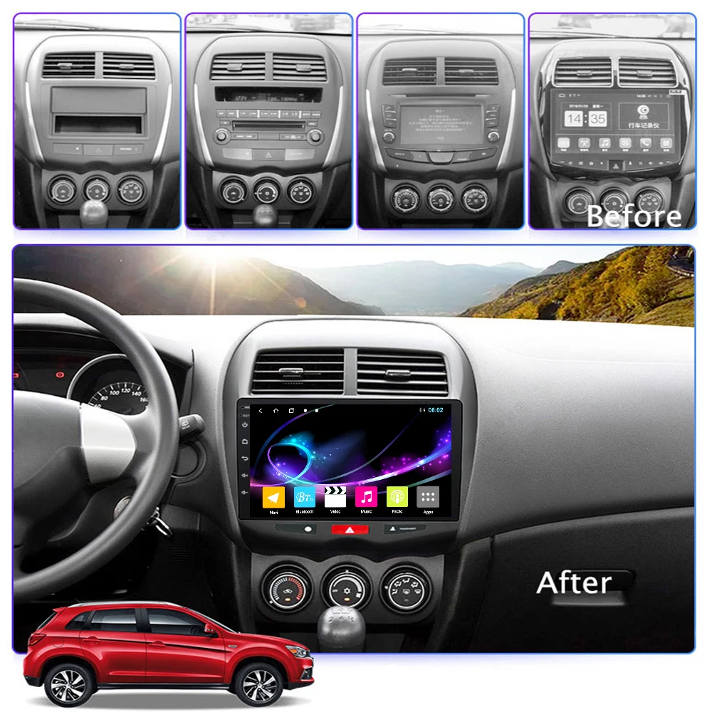 Мультимедийная система для Mitsubishi ASX 2013-2015 автомагнитола с радио DVD-плеером GPS RAM4G