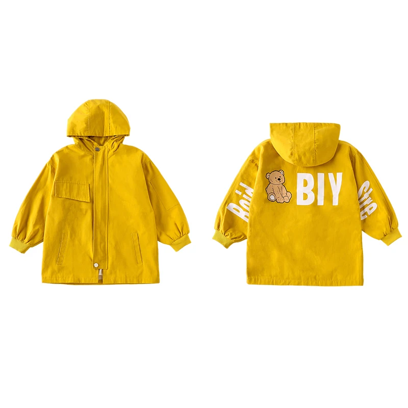 

Spring Autumn Trench Hooding Long Fashion Letter Coat Girls Outerwear Teenage Long Sleeve Top Korean Kids Clothes 8 10 12 13 Yrs