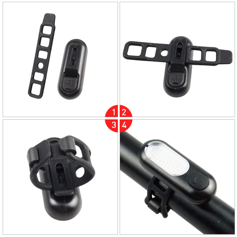 5 моделей мигающий для велосипеда USB перезаряжаПредупреждение светодиодный