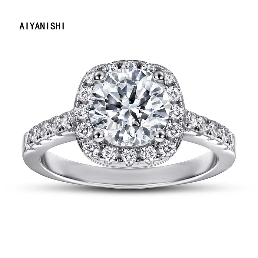 

Женские обручальные кольца AIYANISHI, кольца из стерлингового серебра 925 пробы с бриллиантом карата, серебряные ювелирные украшения для помолвк...