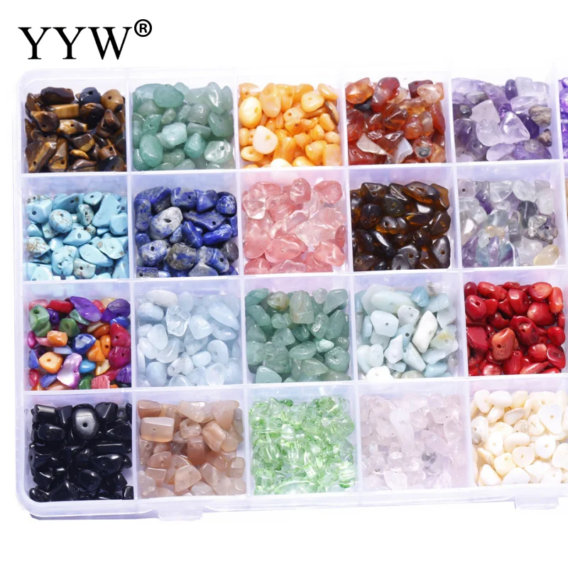 

Diy Jewelry Accessories Set Hand Tool Box Vintage 24 Grid Natural Irregular Gravel Box Can Be Handmade Earrings Bracelet