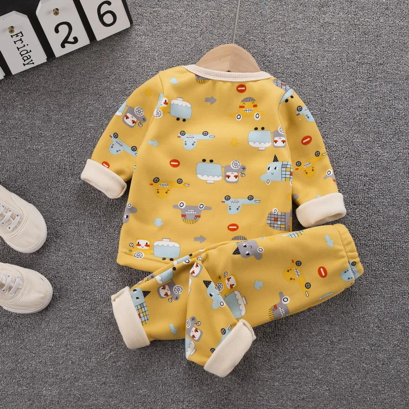 Пижамный костюм для мальчиков осенне-зимний из плотного вельвета хлопка с милым