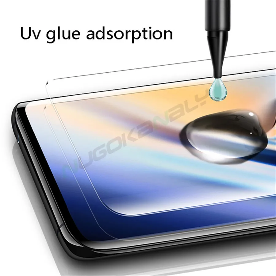 Полное клеевое нано жидкое УФ закаленное стекло для Oneplus 7 7T Pro УФ жидкое Защитное стекло для One Plus 7 7T Pro изогнутая стеклянная пленка