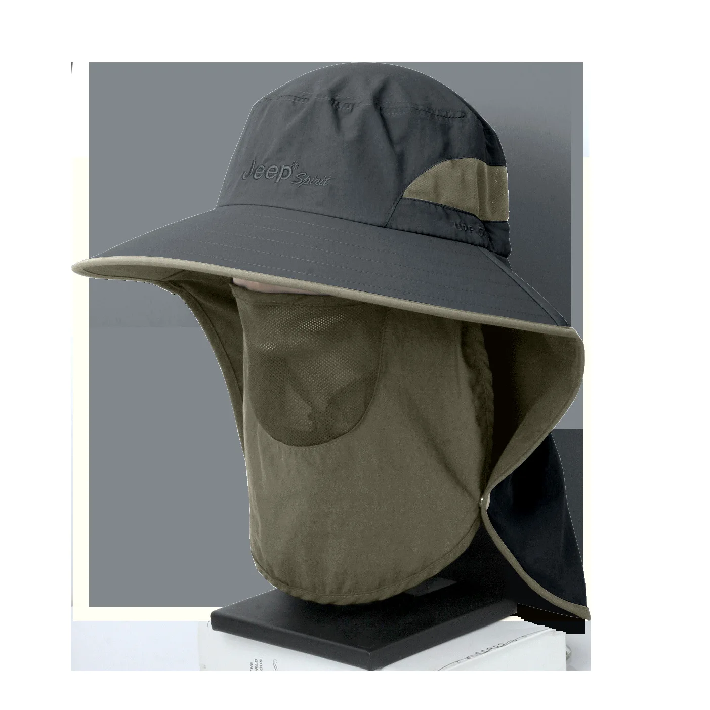 

Summer Sun Hat Men Big Brim Face Sheild For Adults UPF50 Patchwork Mesh Brathable Nylon Beach Hat For Men Outdoor Hiking Hats