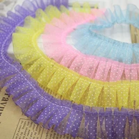 2 5cm 13colors satin ruffle lace trim ribbon pleated tape dress doll and girl dress clothes 0 98 width