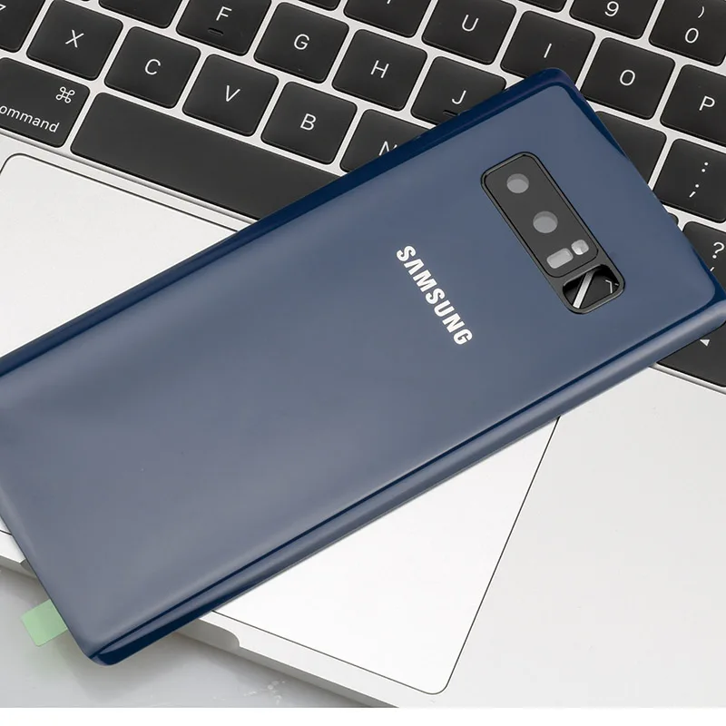 Note8 задняя крышка аккумулятора чехол для samsung Galaxy Note 8 N950 N950F N9500 Задняя стеклянная крышка корпуса клей+ объектив для камеры - Цвет: Note 8 Blue