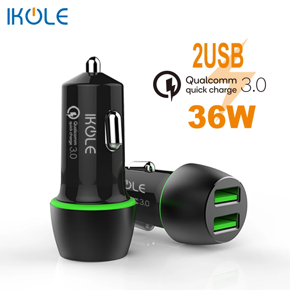 Айкол 36 Вт Dual USB быстрое зарядное устройство QC 3 0 Автомобильное для iPhone Samsung