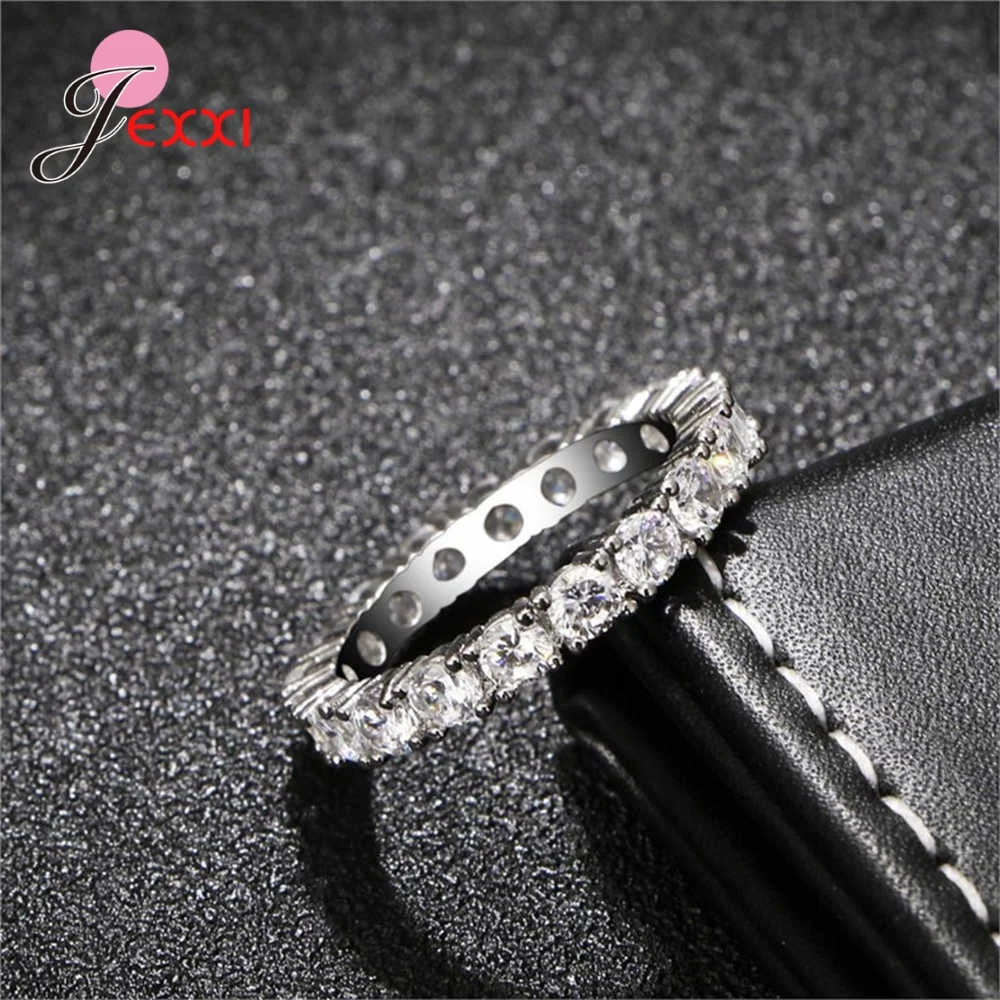 

New Statement Women 925 Sterling Silver Promise Wedding Engagement Rings Full Pave AAA Cubic Zircon Rhinestone Lovers Jewelry