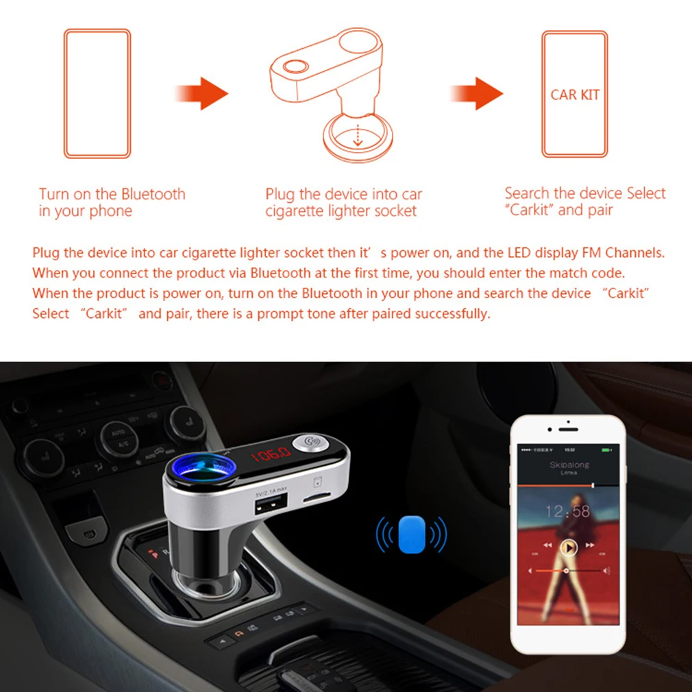 

New 5V/2.1A Multifunction 4-in-1 CAR BC FM Transmitter With USB Flash Drives /TF Music Player USB Car Charger