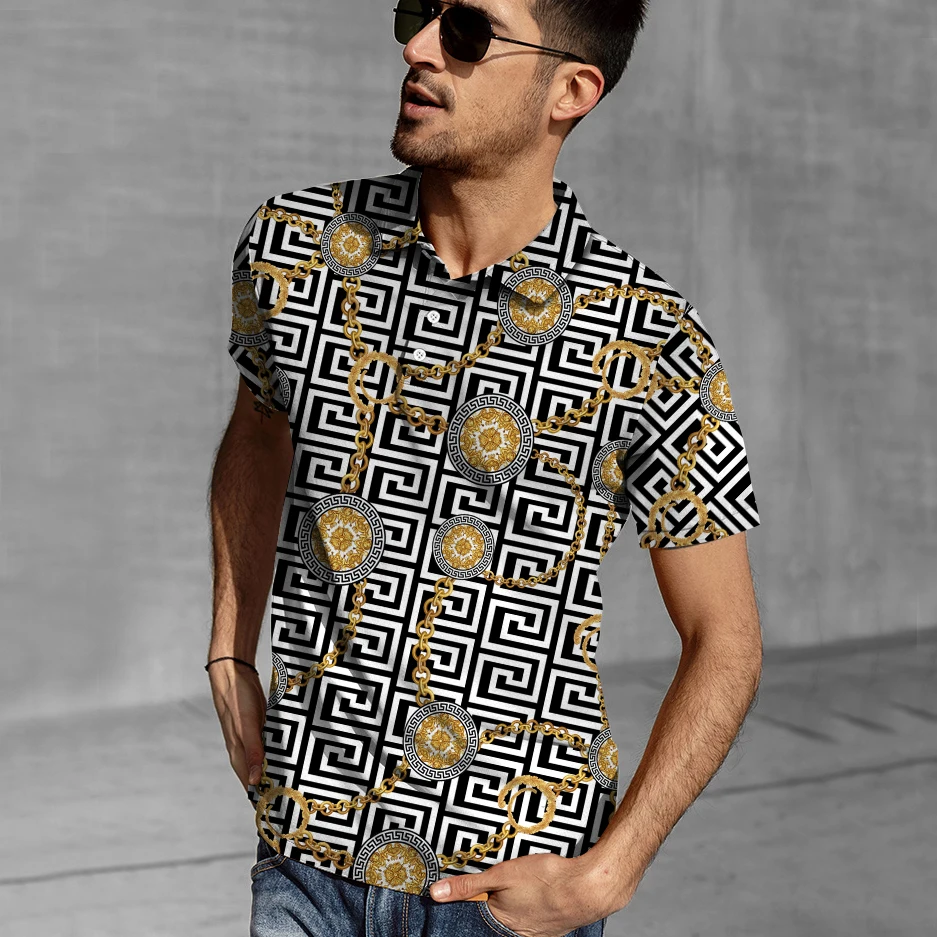 Мужская рубашка-поло с коротким рукавом цветными блоками лето 2021 | одежда