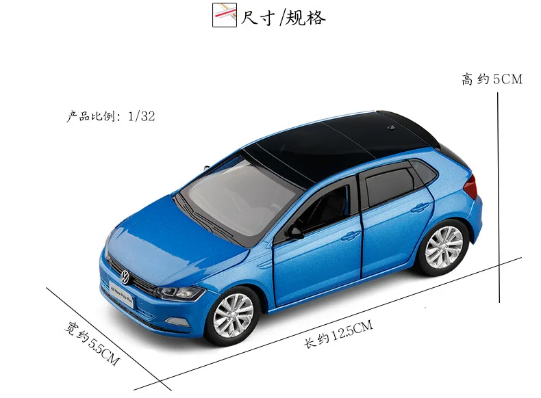 

1:32 High simulation Volkswagen POLO six-wheel suspension steering alloy car model sound and light car model toy car for gifts