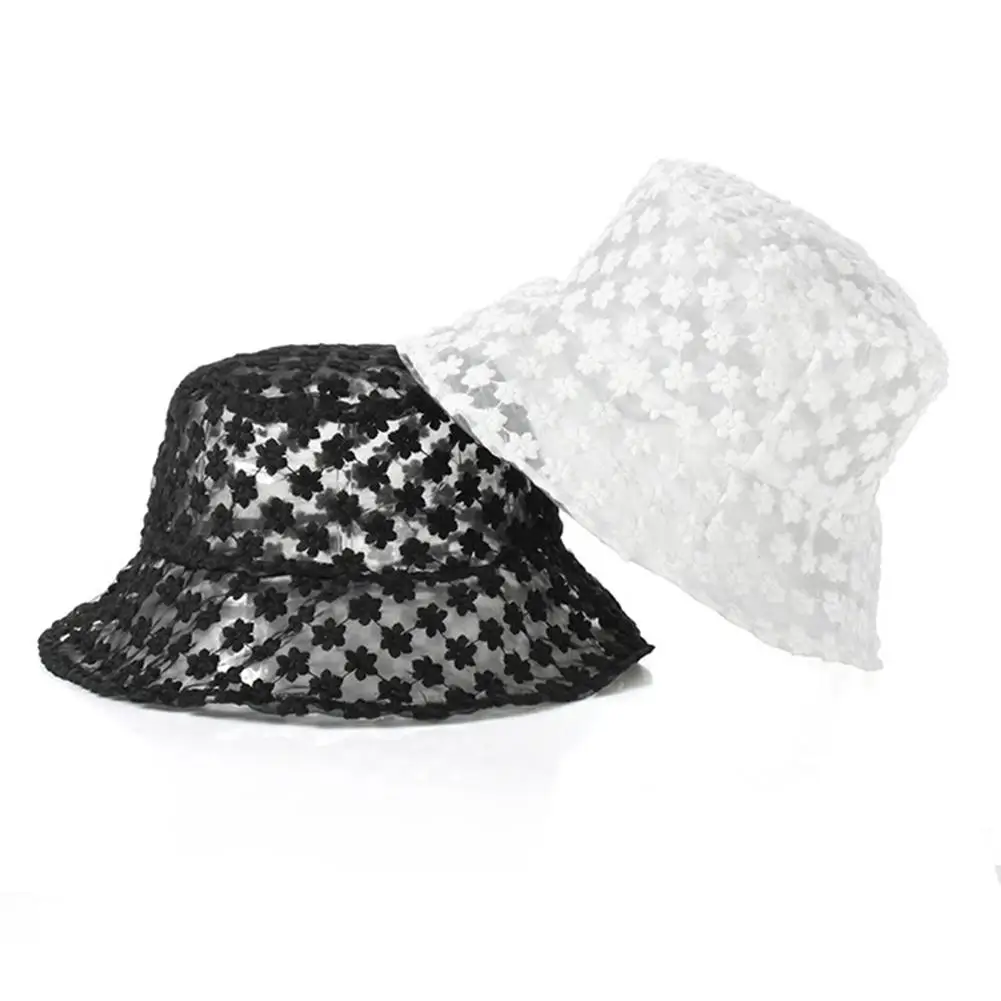

Solid Color Lace Flower Bucket Hat for Women Girls Outdoor Sun Protection Wide Brim Bucket Cap Sun Hat Bucket Cap Fisherman Hat