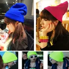 Шапка-бини женская зимняя, флуоресцентная, вязаная, в стиле кэжуал