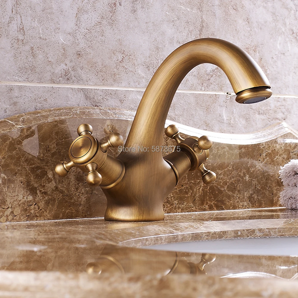 

Душевая, раковина в стиле ретро, смеситель в европейском стиле, для горячей и холодной воды, раковина, ванная комната, под счетчиком раковины, двойная ручка, латунь fa